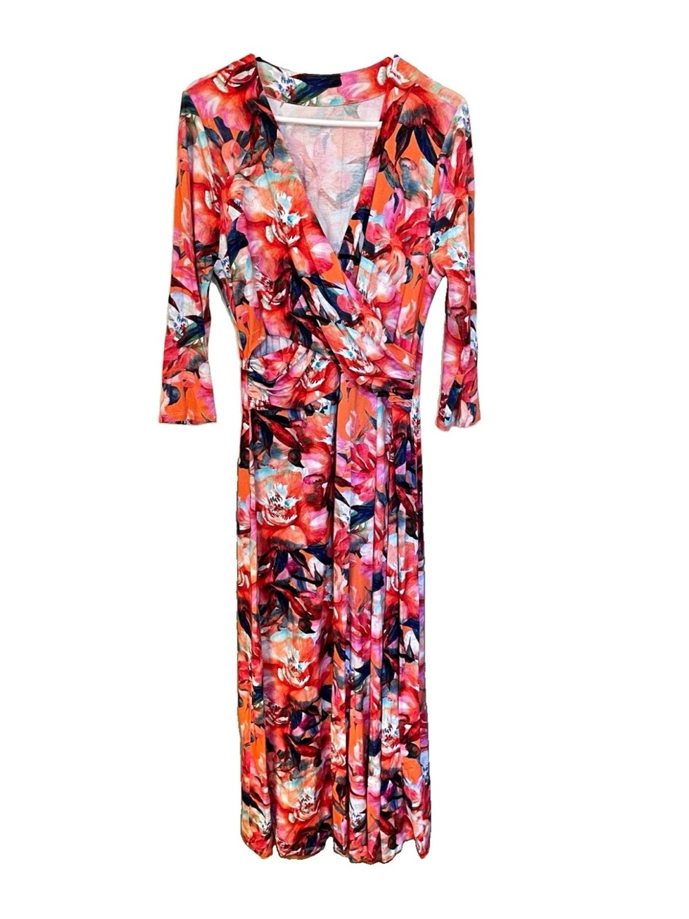 Soft Surroundings Crimson Floral Wrap Maxi Dress L Le Jardin Vacation Resort